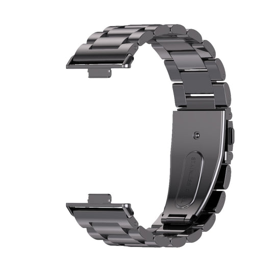 For Huawei Watch Fit3 MIJOBS Three-Beads Stainless Steel Watch Band(Black) by MIJOBS