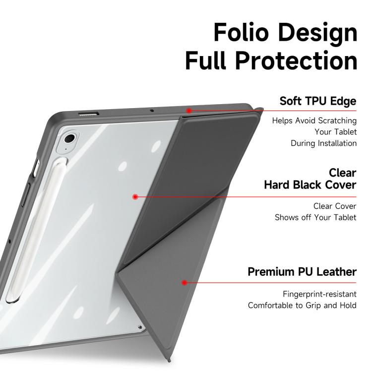For Samsung Galaxy Tab S10 FE+ DUX DUCIS Magi Series Smart Leather Tablet Case(Grey) - Galaxy Tab S10 FE+ by DUX DUCIS | Online Shopping UK | buy2fix