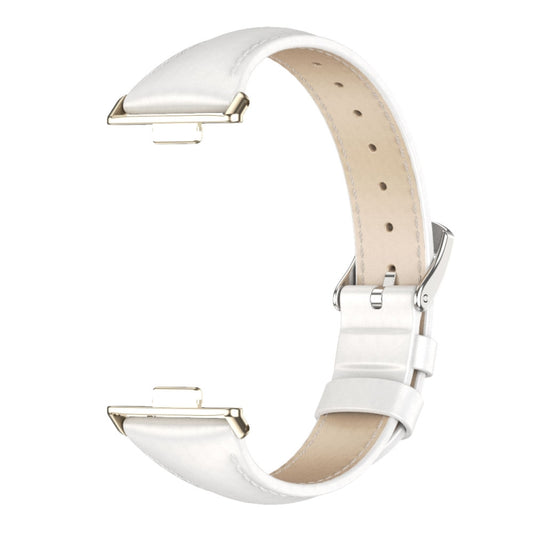 For Huawei Watch Fit3 MIJOBS Slim Genuine Leather Watch Band(White Light Gold) by MIJOBS