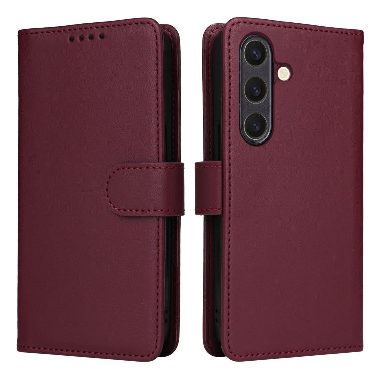 For Samsung Galaxy S25 5G BETOPNICE BN-005 2 in 1 Detachable Imitate Genuine Leather Phone Case(Wine Red) - Galaxy S25 5G Cases by BETOPNICE | Online Shopping UK | buy2fix