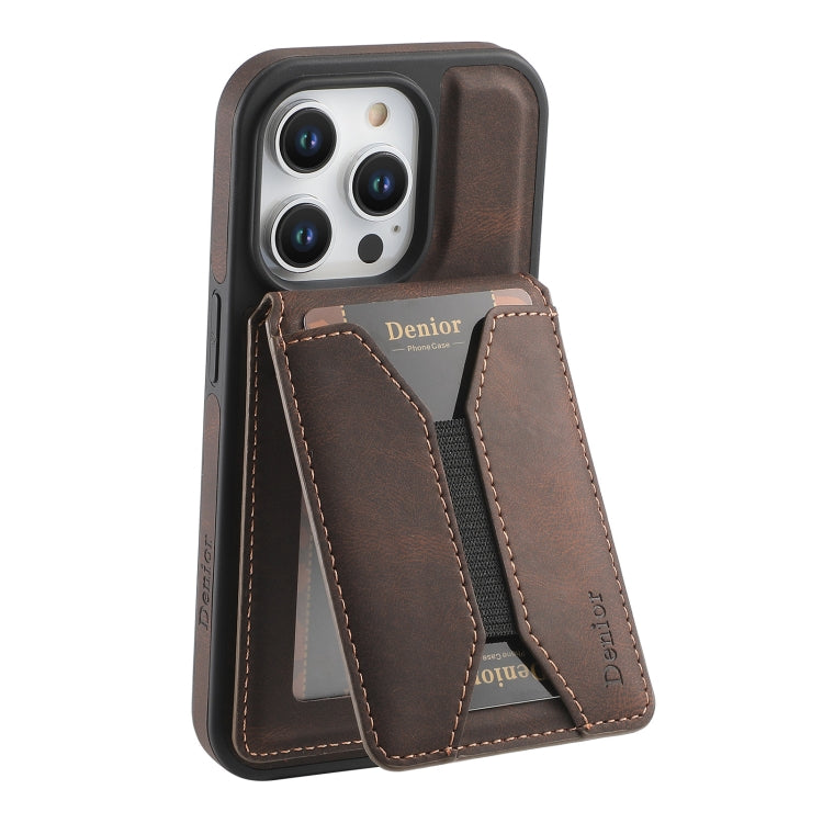 For iPhone 12 Pro Max Denior D17 Skin Feel MagSafe Detachable Card Slot Phone Case(Brown) by Denior