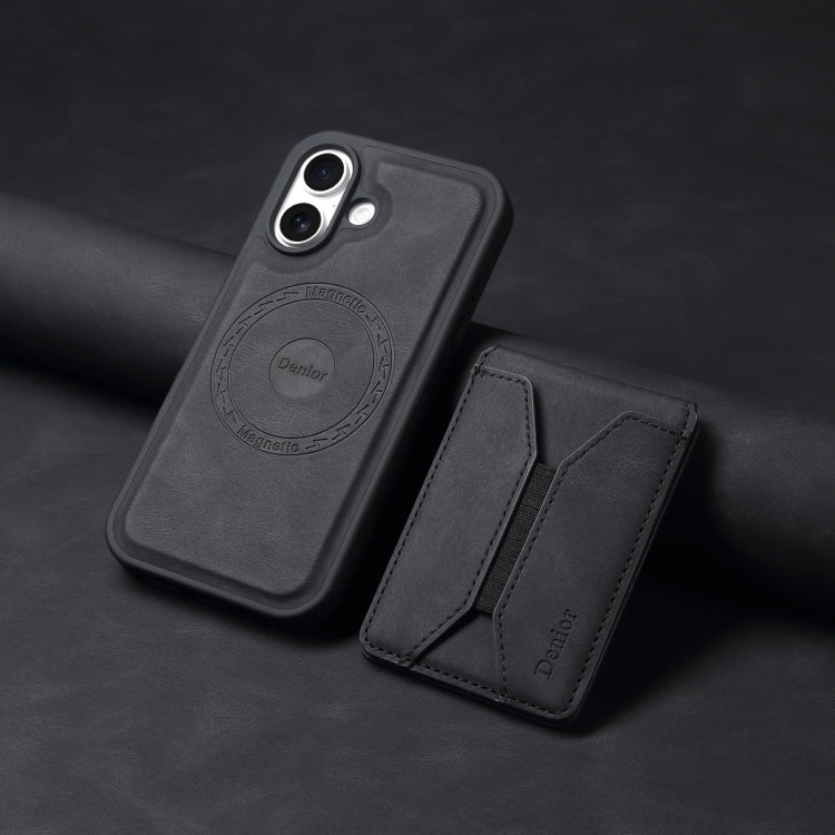For iPhone 16 Denior D17 Skin Feel MagSafe Detachable Card Slot Phone Case(Black) - iPhone 16 Cases by Denior | Online Shopping UK | buy2fix