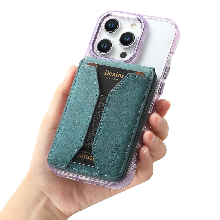 Denior V11 VV MagSafe Magnetic Phone PU Card Sleeve(Blue) - Adhesive Card Holders by Denior | Online Shopping UK | buy2fix