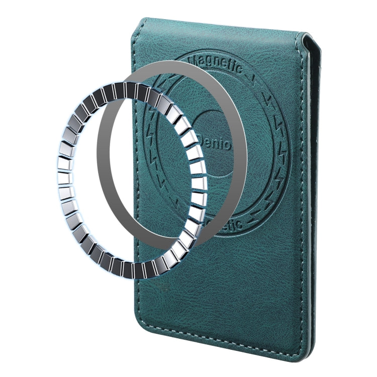 Denior V11 VV MagSafe Magnetic Phone PU Card Sleeve(Blue) - Adhesive Card Holders by Denior | Online Shopping UK | buy2fix