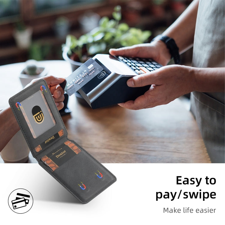 Denior V11 VV MagSafe Magnetic Phone PU Card Sleeve(Black) by Denior