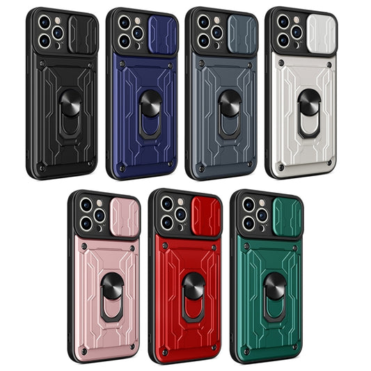 For iPhone 15 Pro Max Sliding Camshield TPU+PC Phone Case with Card Slot(Black) by buy2fix