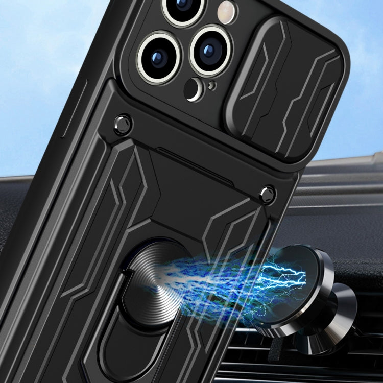 For iPhone 15 Pro Max Sliding Camshield TPU+PC Phone Case with Card Slot(Black) by buy2fix