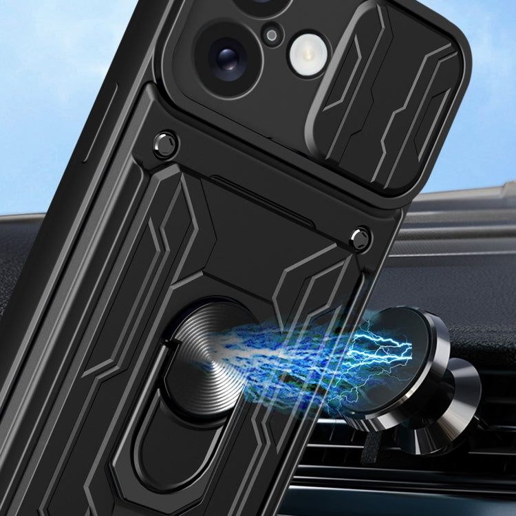 For iPhone 16 Plus Sliding Camshield TPU+PC Phone Case with Card Slot(Black) by buy2fix