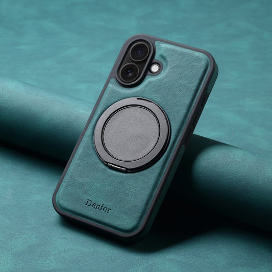 For iPhone 16 Plus Denior A14 Skin Feel Rotating Holder MagSafe Phone Case(Blue) - iPhone 16 Plus Cases by Denior | Online Shopping UK | buy2fix