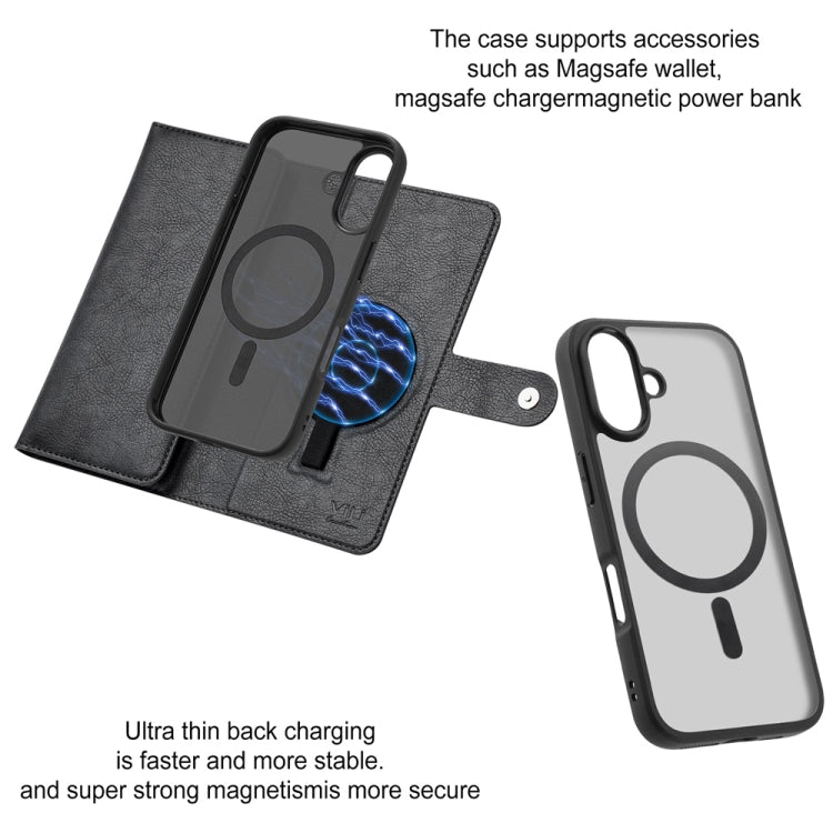 For iPhone 16 Plus ViLi GVS Series MagSafe Magnetic RFID Leather Phone Case(Black) - iPhone 16 Plus Cases by ViLi | Online Shopping UK | buy2fix