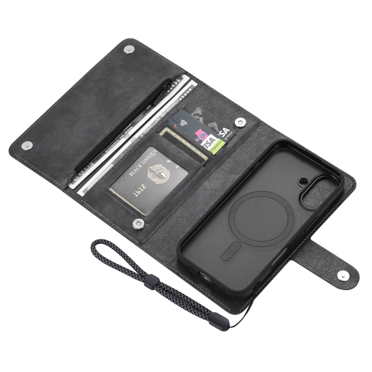 For iPhone 16 Plus ViLi GVS Series MagSafe Magnetic RFID Leather Phone Case(Black) - iPhone 16 Plus Cases by ViLi | Online Shopping UK | buy2fix