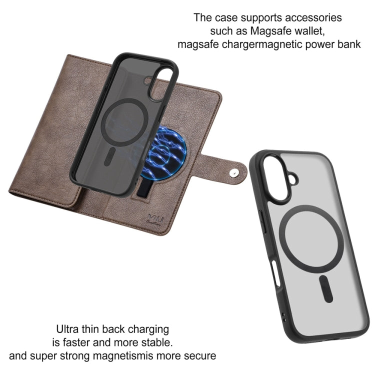 For iPhone 16 Plus ViLi GVS Series MagSafe Magnetic RFID Leather Phone Case(Coffee) - iPhone 16 Plus Cases by ViLi | Online Shopping UK | buy2fix