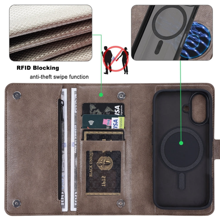For iPhone 16 Plus ViLi GVS Series MagSafe Magnetic RFID Leather Phone Case(Coffee) - iPhone 16 Plus Cases by ViLi | Online Shopping UK | buy2fix
