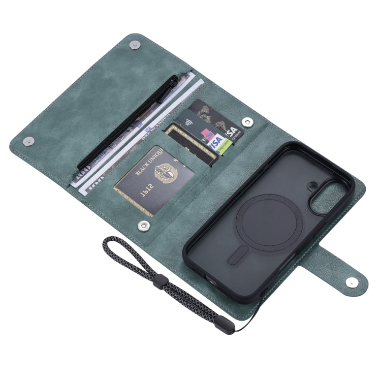 For iPhone 16 Plus ViLi GVS Series MagSafe Magnetic RFID Leather Phone Case(Green) - iPhone 16 Plus Cases by ViLi | Online Shopping UK | buy2fix
