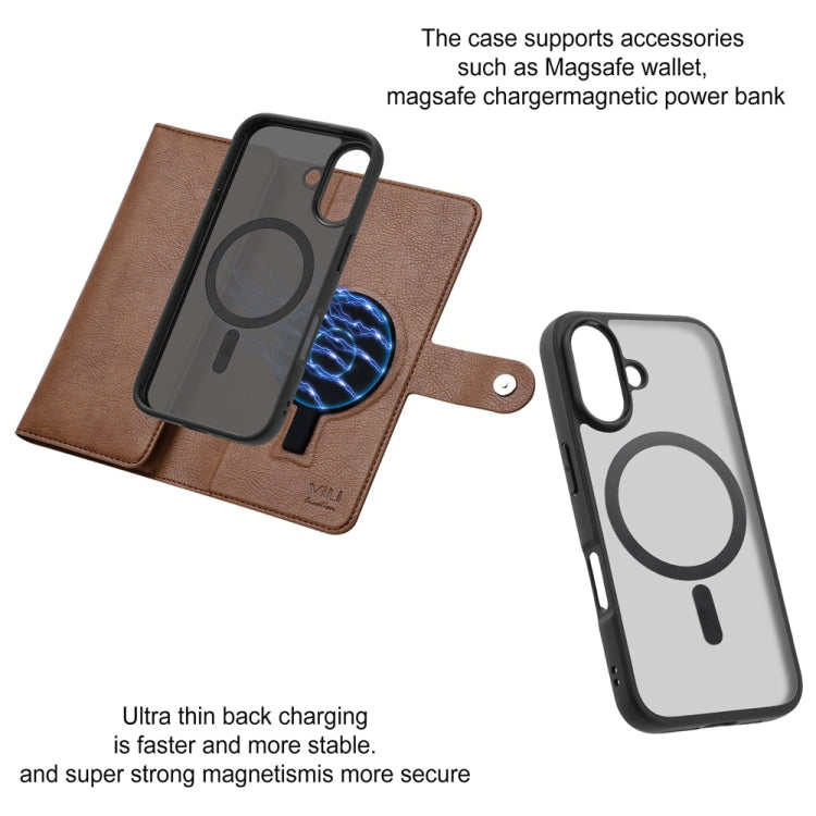 For iPhone 16 Plus ViLi GVS Series MagSafe Magnetic RFID Leather Phone Case(Brown) - iPhone 16 Plus Cases by ViLi | Online Shopping UK | buy2fix