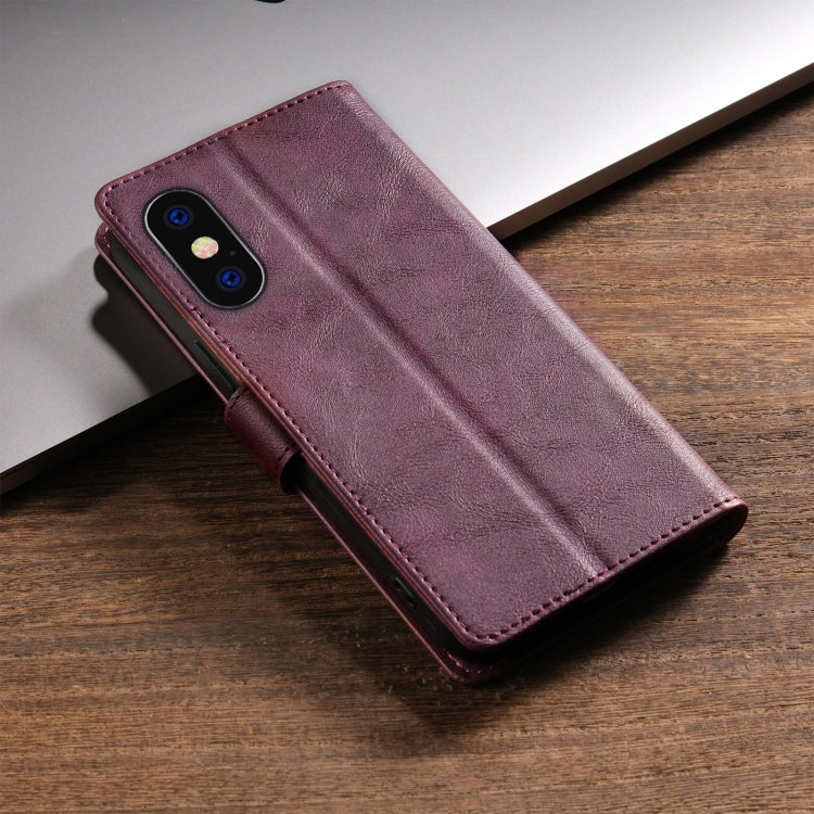 For iPhone XS Max N.BEKUS CSJ-P1 Solid Color Leather Phone Case(Wine Red) - More iPhone Cases by N.BEKUS | Online Shopping UK | buy2fix