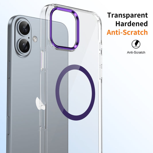 For iPhone 16 Plus Ice Feel HD Transparent MagSafe PC Full Coverage Phone Case(Purple) by buy2fix