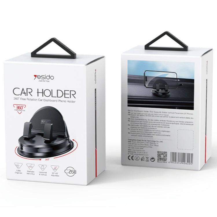 Yesido C268 Car Dashboard 360 Degree Rotating Base Phone Holder(Black) by Yesido