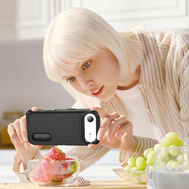 For iPhone Air Rugged PC + Silicone Phone Case with Holder(Black) - iPhone Air Cases by buy2fix | Online Shopping UK | buy2fix