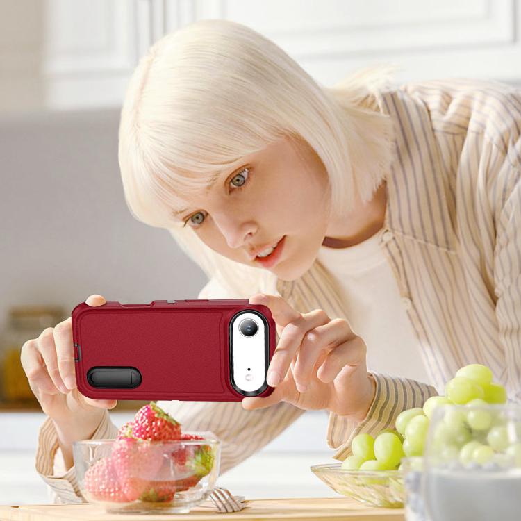For iPhone Air Rugged PC + Silicone Phone Case with Holder(Red+Black) - iPhone Air Cases by buy2fix | Online Shopping UK | buy2fix