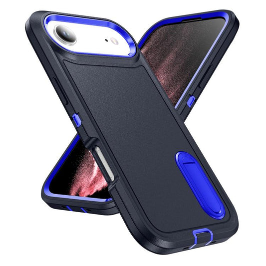 For iPhone Air Rugged PC + Silicone Phone Case with Holder(Dark Blue+Royal Blue) - iPhone Air Cases by buy2fix | Online Shopping UK | buy2fix