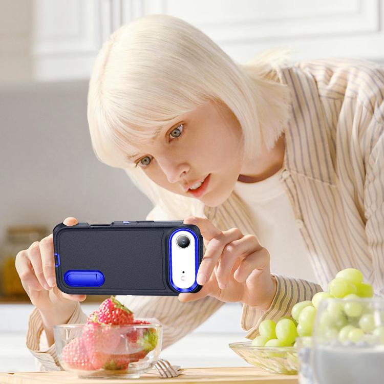 For iPhone Air Rugged PC + Silicone Phone Case with Holder(Dark Blue+Royal Blue) - iPhone Air Cases by buy2fix | Online Shopping UK | buy2fix