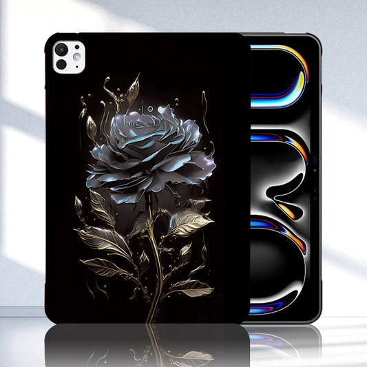 For iPad Pro 11 2025 / 2024 Color Painting Pattern Smart Tablet TPU Case(Black Rose) by buy2fix
