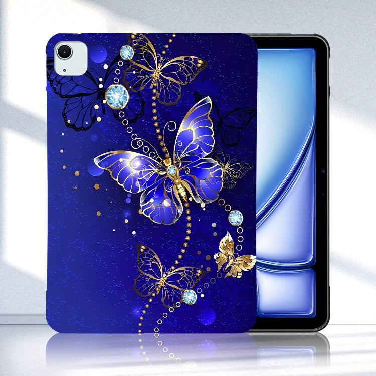 For iPad Air 13 2025 / 2024 Color Painting Pattern Smart Tablet TPU Case(Blue Butterfly) - iPad Air 13 2025 / 2024 Cases by buy2fix | Online Shopping UK | buy2fix
