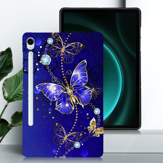 For Samsung Galaxy Tab S9 / S9 FE Color Painting Pattern Smart Tablet TPU Case(Blue Butterfly) by buy2fix