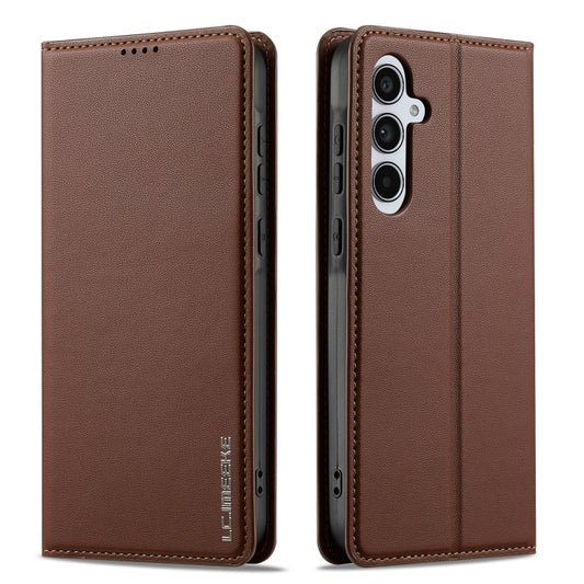 For Samsung Galaxy S24 FE 5G LC.IMEEKE L1 Series Frosted Fine Texture PU Phone Case(Brown) by LC.IMEEKE