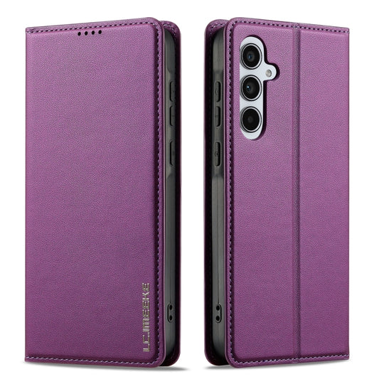 For Samsung Galaxy S24 FE 5G LC.IMEEKE L1 Series Frosted Fine Texture PU Phone Case(Purple) by LC.IMEEKE