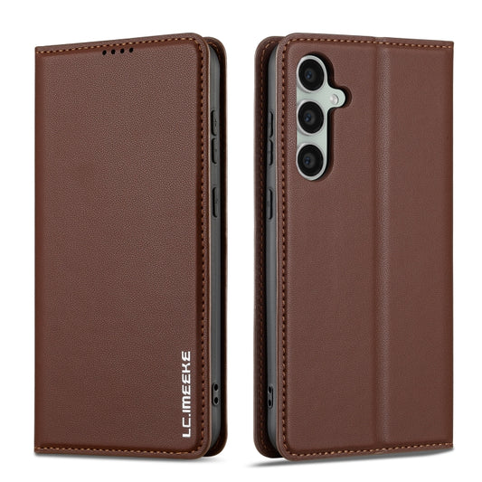 For Samsung Galaxy S24+ 5G LC.IMEEKE L1 Series Frosted Fine Texture PU Phone Case(Brown) by LC.IMEEKE