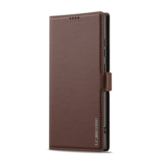 For Samsung Galaxy S25 Ultra 5G LC.IMEEKE L1 Series Frosted Fine Texture PU Phone Case(Brown) by LC.IMEEKE