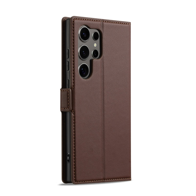 For Samsung Galaxy S25 Ultra 5G LC.IMEEKE L1 Series Frosted Fine Texture PU Phone Case(Brown) - Galaxy S25 Ultra 5G Cases by LC.IMEEKE | Online Shopping UK | buy2fix
