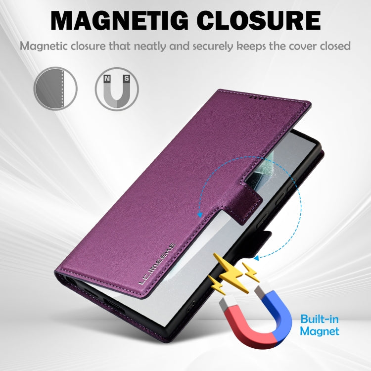 For Samsung Galaxy S25 Ultra 5G LC.IMEEKE L1 Series Frosted Fine Texture PU Phone Case(Purple) - Galaxy S25 Ultra 5G Cases by LC.IMEEKE | Online Shopping UK | buy2fix