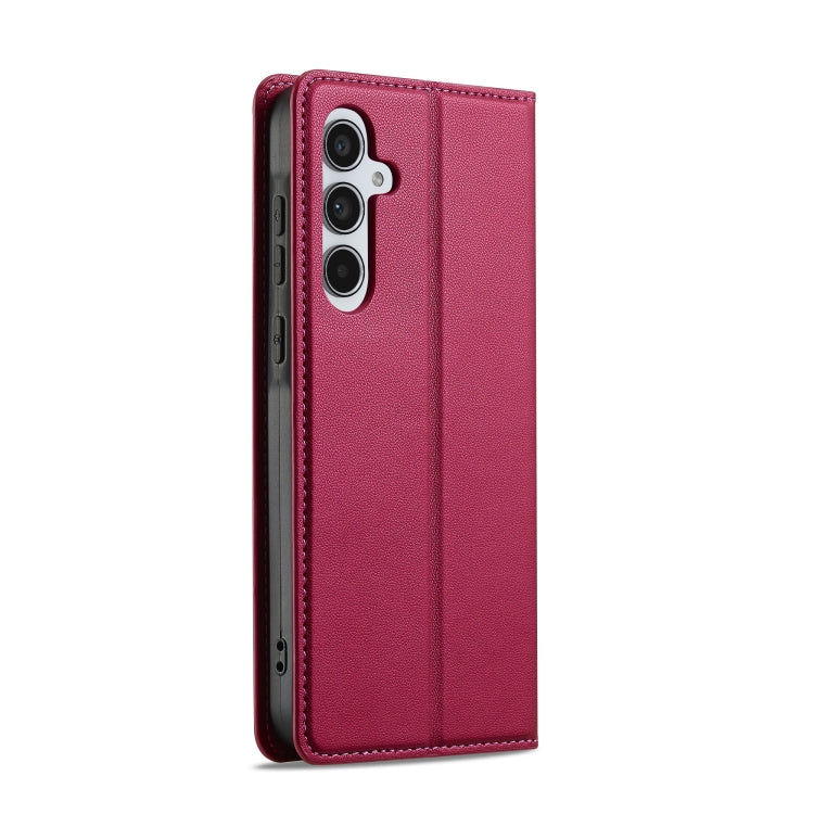 For Samsung Galaxy S25+ 5G LC.IMEEKE L1 Series Frosted Fine Texture PU Phone Case(Red) - Galaxy S25+ 5G Cases by LC.IMEEKE | Online Shopping UK | buy2fix