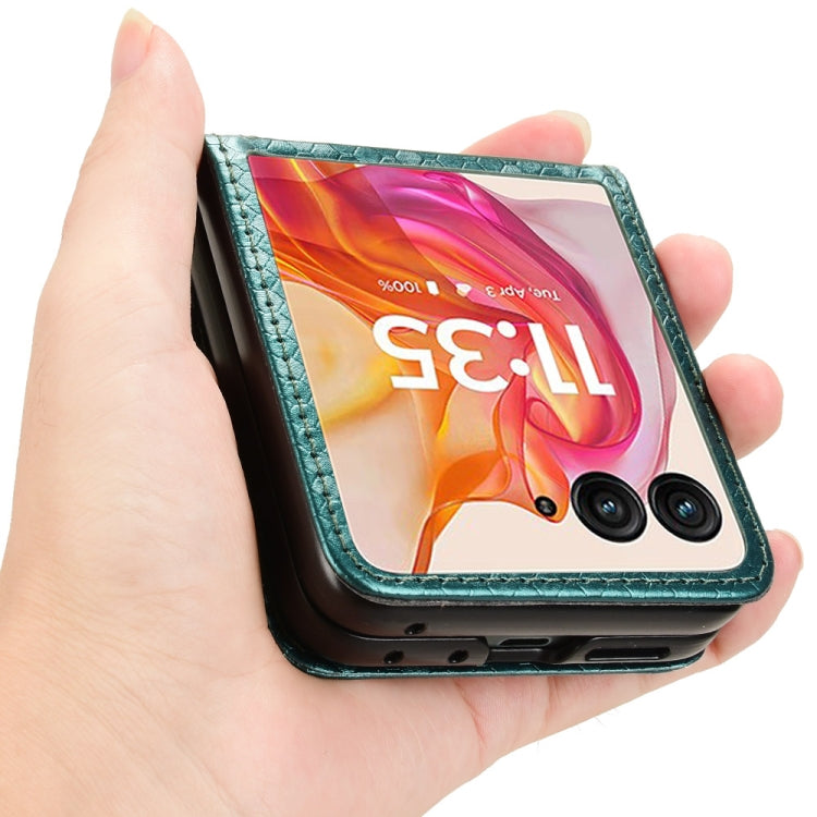 For Motorola Razr 50 Ultra Honeycomb Dot Texture Card Slot Leather Phone Case(Green) by buy2fix