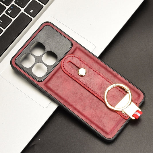 For Redmi K70 Ultra Wristband Leather Back Phone Case(Red) by buy2fix