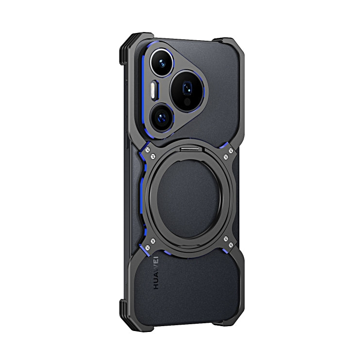 For Huawei Pura 70 Pro / 70 Pro+ Mechanical Arm Borderless MagSafe Holder Metal Phone Case(Black Blue) - Huawei Cases by buy2fix | Online Shopping UK | buy2fix