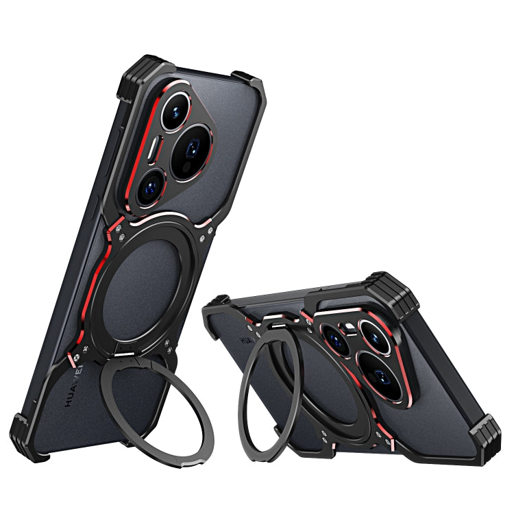 For Huawei Pura 70 Pro / 70 Pro+ Mechanical Arm Borderless MagSafe Holder Metal Phone Case(Black Red) - Huawei Cases by buy2fix | Online Shopping UK | buy2fix