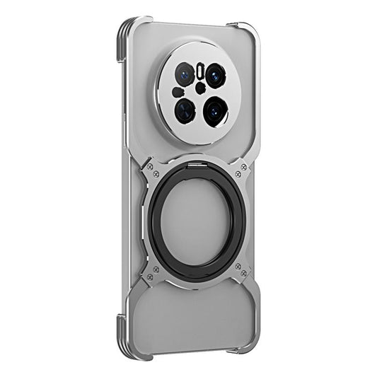 For Huawei Mate 70 Mechanical Arm Borderless MagSafe Holder Metal Phone Case(Silver) - Huawei Cases by buy2fix | Online Shopping UK | buy2fix