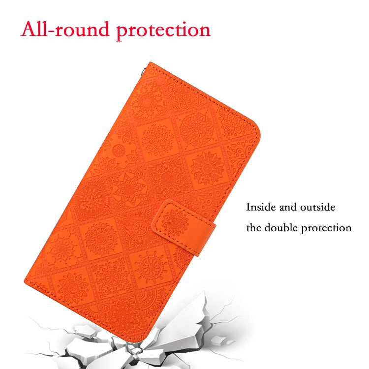 For Samsung Galaxy S25 Ultra 5G Ethnic Style Embossed Pattern Leather Phone Case(Orange) by buy2fix