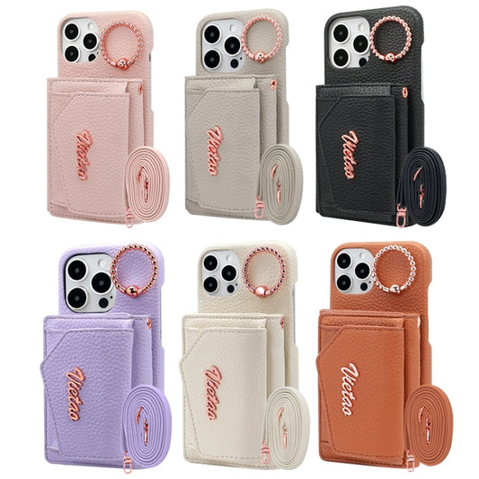 For iPhone 13 Pro VIETAO Ring Holder Wallet PU Phone Case with Lanyard(Grey) - iPhone 13 Pro Cases by VIETAO | Online Shopping UK | buy2fix