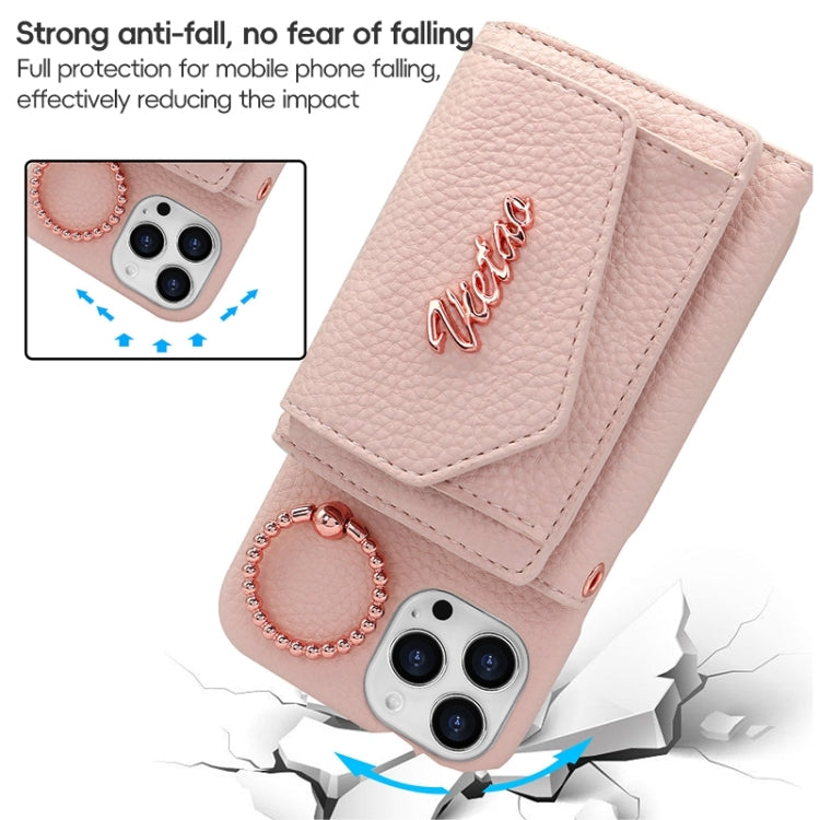 For iPhone 13 Pro Max VIETAO Ring Holder Wallet PU Phone Case with Lanyard(Pink) - iPhone 13 Pro Max Cases by VIETAO | Online Shopping UK | buy2fix