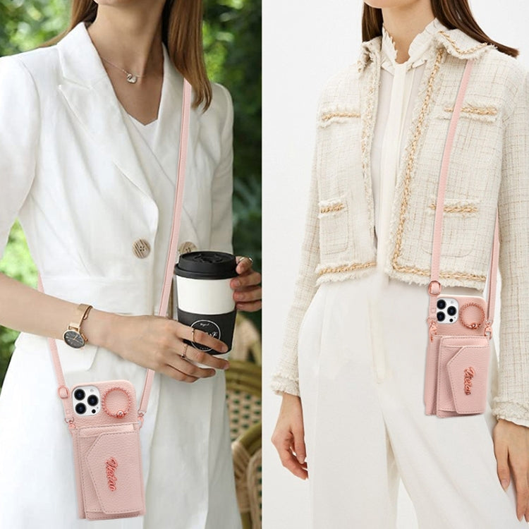 For iPhone 15 VIETAO Ring Holder Wallet PU Phone Case with Lanyard(Purple) - iPhone 15 Cases by VIETAO | Online Shopping UK | buy2fix