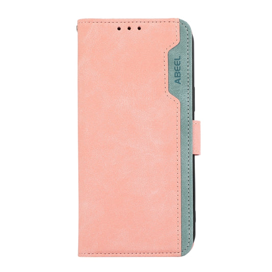 For OnePlus 13 ABEEL Color Block Magnetic RFID Leather Phone Case(Pink-Cyan) by buy2fix