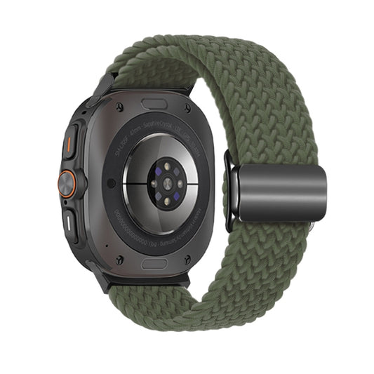 For Samsung Galaxy Watch Ultra 47mm / Ultra 2025 Nylon Loop Magnetic Buckle Watch Band(Dark Olive) by buy2fix