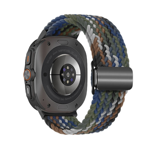 For Samsung Galaxy Watch Ultra 47mm / Ultra 2025 Nylon Loop Magnetic Buckle Watch Band(Denim Rainbow) by buy2fix