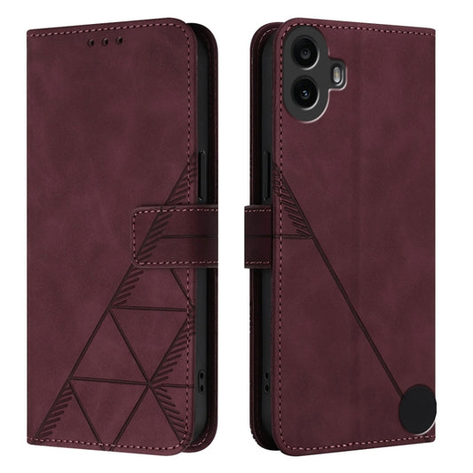 For Nothing CMF Phone 1 Crossbody 3D Embossed Flip Leather Phone Case(Wine Red) - Nothing Cases by buy2fix | Online Shopping UK | buy2fix