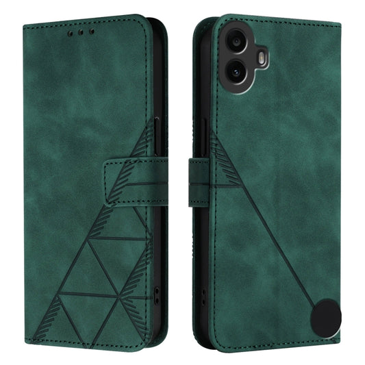 For Nothing CMF Phone 1 Crossbody 3D Embossed Flip Leather Phone Case(Green) - More Brand by buy2fix | Online Shopping UK | buy2fix